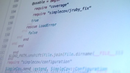 Wall Mural - programming code running down at computer screen terminal