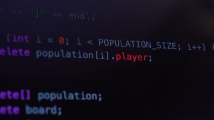Wall Mural - programming code running down over computer screen terminal
