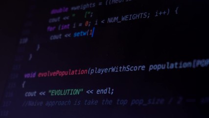 Wall Mural - programming code running down a computer screen terminal
