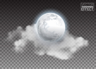 realistic detailed full big moon with clouds isolated on transparent background. creative vector ill