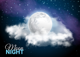 Wall Mural - full moon against the background of the milky way. mystical sky moonlight night. clouds and stars. r