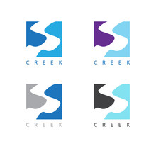Abstract Creek Or Path Labels Set Vector Illustration