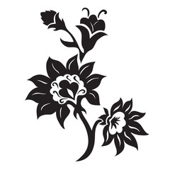 Sticker - Black and white floral silhouette ornament