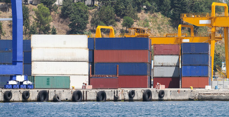 Containers in a port