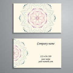 Business Card. Vintage decorative elements. Ornamental floral bu