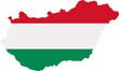 Hungary map with flag