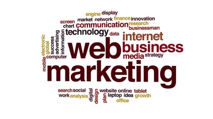 Wall Mural - Web marketing animated word cloud.