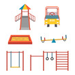 Children's playground. Set. Baby-themed flat stock illustration with isolated elements.