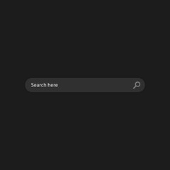 Wall Mural - search bar vector illustration on dark black background, simple search box field ui element