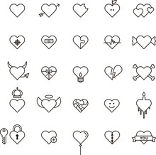 Conceptual Hearts Outline Icons
