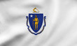 Flag of Massachusetts waving, real fabric texture