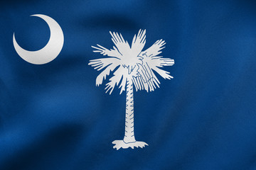 flag of south carolina waving, real fabric texture