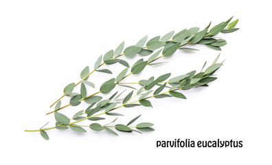 Canvas Print - Green eucalyptus branches with name on white background