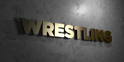 Wrestling - Gold text on black background - 3D rendered royalty free stock picture. This image can be used for an online website banner ad or a print postcard.