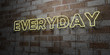 © Chris Titze Imaging - EVERYDAY - Glowing Neon Sign on stonework wall - 3D rendered royalty free stock illustration.  Can be used for online banner ads and direct mailers..