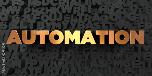 Automation Gold Text On Black Background 3d Rendered Royalty