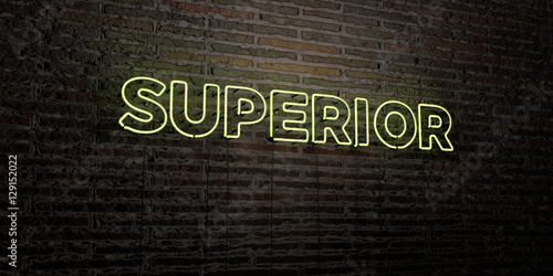Fotografie, Obraz SUPERIOR -Realistic Neon Sign on Brick Wall background - 3D rendered royalty free stock image