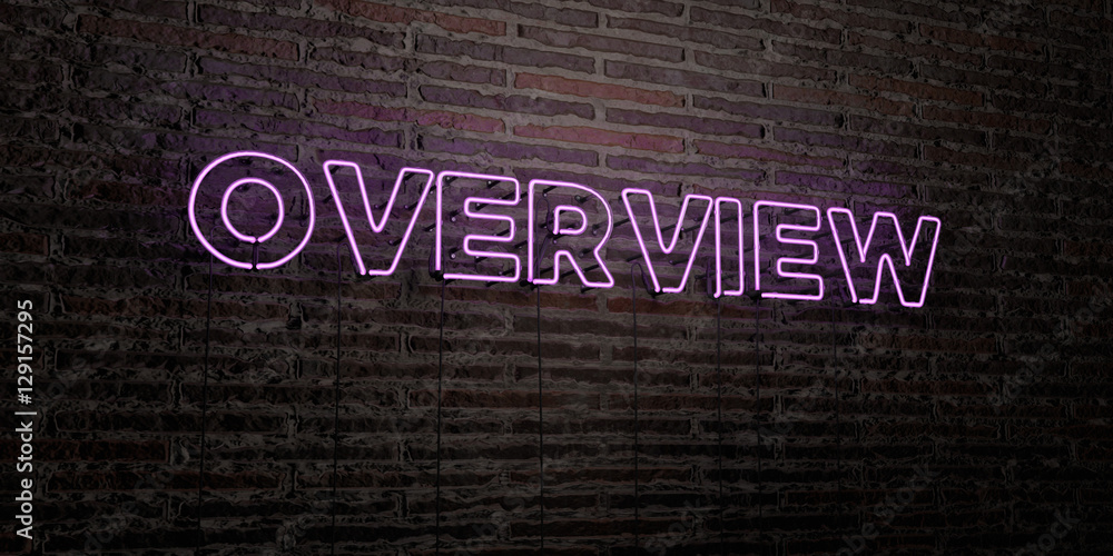 OVERVIEW -Realistic Neon Sign on Brick Wall background - 3D rendered ...