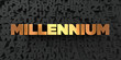Millennium - Gold text on black background - 3D rendered royalty free stock picture. This image can be used for an online website banner ad or a print postcard.