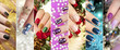 Разноцветный  новогодний маникюр с зимним дизайном  ногтей с блёстками,стразами на коротких и длинных женских ногтях.