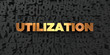 Utilization - Gold text on black background - 3D rendered royalty free stock picture. This image can be used for an online website banner ad or a print postcard.