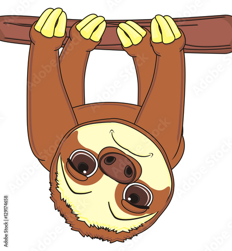 Animal Fauna Monkey Slow Sloth Cartoon Zoo Claw Kind Cute Face Profile Sad Climb Tree Buy This Stock Illustration And Explore Similar Illustrations At Adobe Stock Adobe Stock