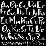 Fototapeta Młodzieżowe - Hand drawn font made by dry brush strokes. Grunge style alphabet