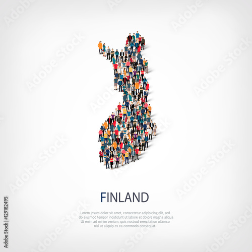 Cuadros en Lienzo people map country Finland vector