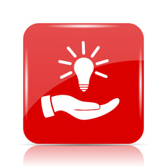 Poster - Hand holding lightbulb.Idea icon