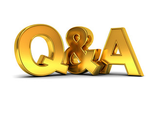 Fototapete - Questions and answers concept gold Q and A text isolated over white background with shadow 3D rendering