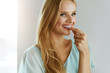 © puhhha - Beautiful Woman Taking Pill, Medicine. Vitamins And Supplements