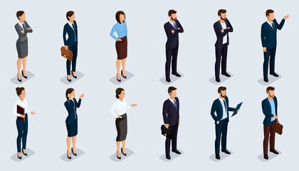 Wall Mural - people isometric 3d, isometric businessmen and business woman business clothes human movement. conce