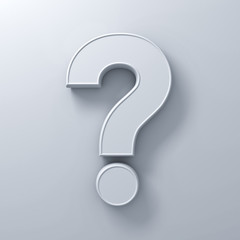 Leinwandbilder - White question mark on white wall background abstract with shadow 3D rendering