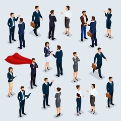 Wall Mural - people isometric 3d, isometric businessmen and business woman business clothes human movement. the p