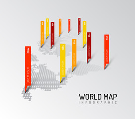 Canvas Print - Light World map infographic template