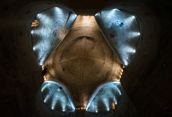 Sticker - Inside the Water Reservoir of Nooshabad (Nushabad) underground city called Ouee in Iran