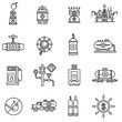 Propane gas icons set. Mining, shipping, processing and storage of gas, thin line design. Gas industry, linear symbols collection