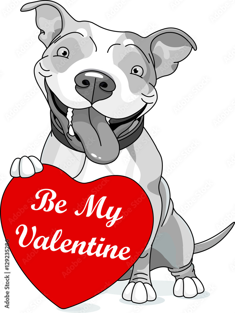 Valentine Pit Bull with heart Stock Vector | Adobe Stock