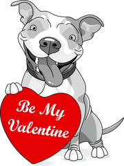 Wall Mural - Valentine Pit Bull with heart