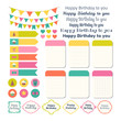 © Helen Sko - Set of Birthday party design elements. Template for notebooks. M