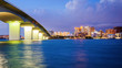Sarasota, Florida Skyline and Bridge Across Bay at Night