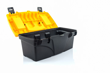 Yellow tool box, Plastic tool box.