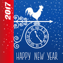 Card New Year Rooster Vector
