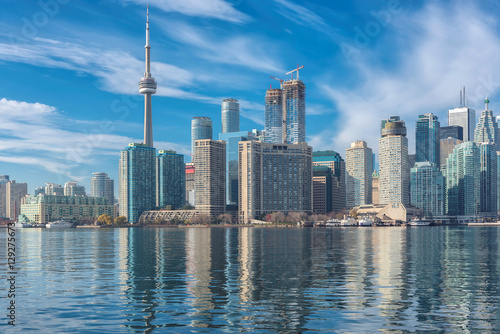 Skyline of Toronto with CN Tower over Ontario Lake Poster