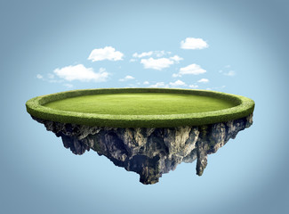 amazing island floating in the air with clouds