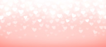 Vector Illustration Of Pink Background With Light Hearts