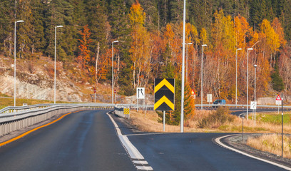 Wall Mural - Divarication of rural Norwegian road