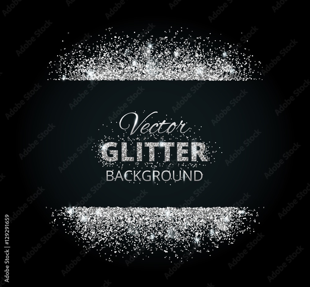 Shiny background with silver glitter frame and space for text Stock ...