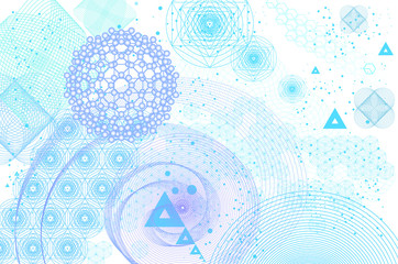Wall Mural - Sacred geometry symbols and elements background. Cosmic, universe, big bang, alchemy, religion, philosophy, astrology, science, physics, chemistry and spirituality themes. Matter, space, time.