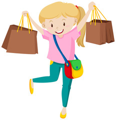 Sticker - Girl with brown shopping bags